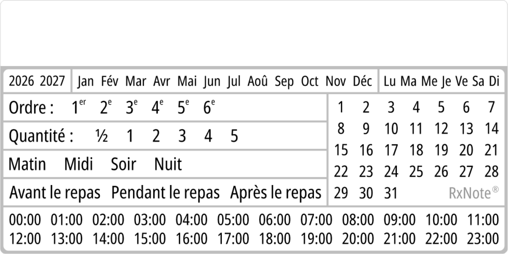 Calendrier Pharmaceutique RxNote M