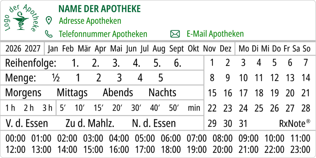 Selbstklebende Apothekenetiketten – RxNote
