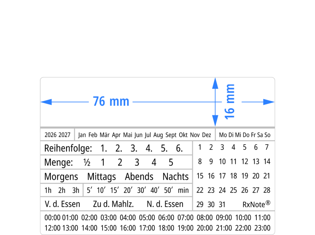 Selbstklebendes Apothekenetikett RxNote Small, 76 × 51 mm