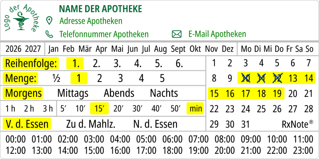 Einnahmehinweise für Medikamente