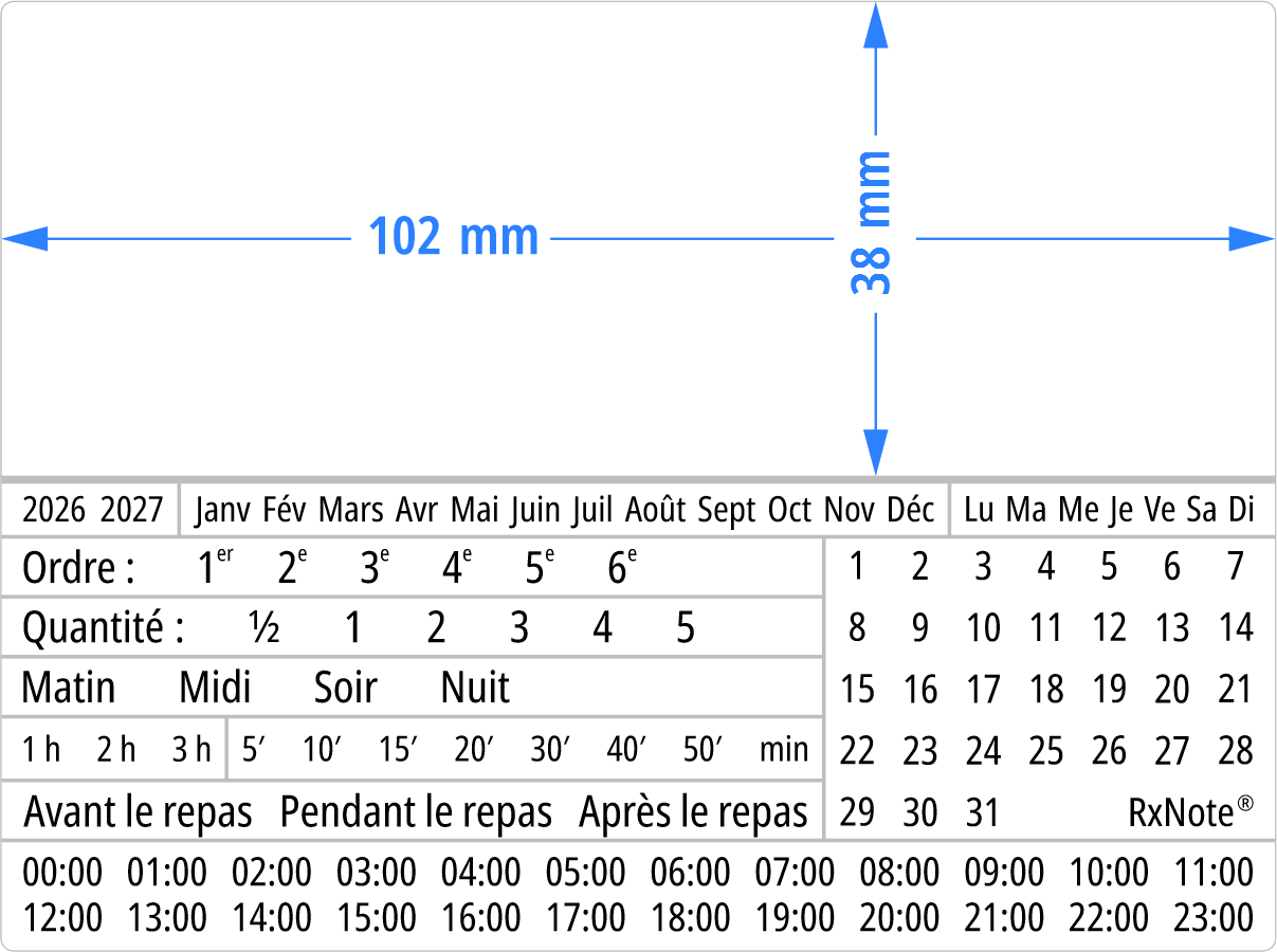 Étiquette autocollante pour pharmacie RxNote Large, 102 × 76 mm