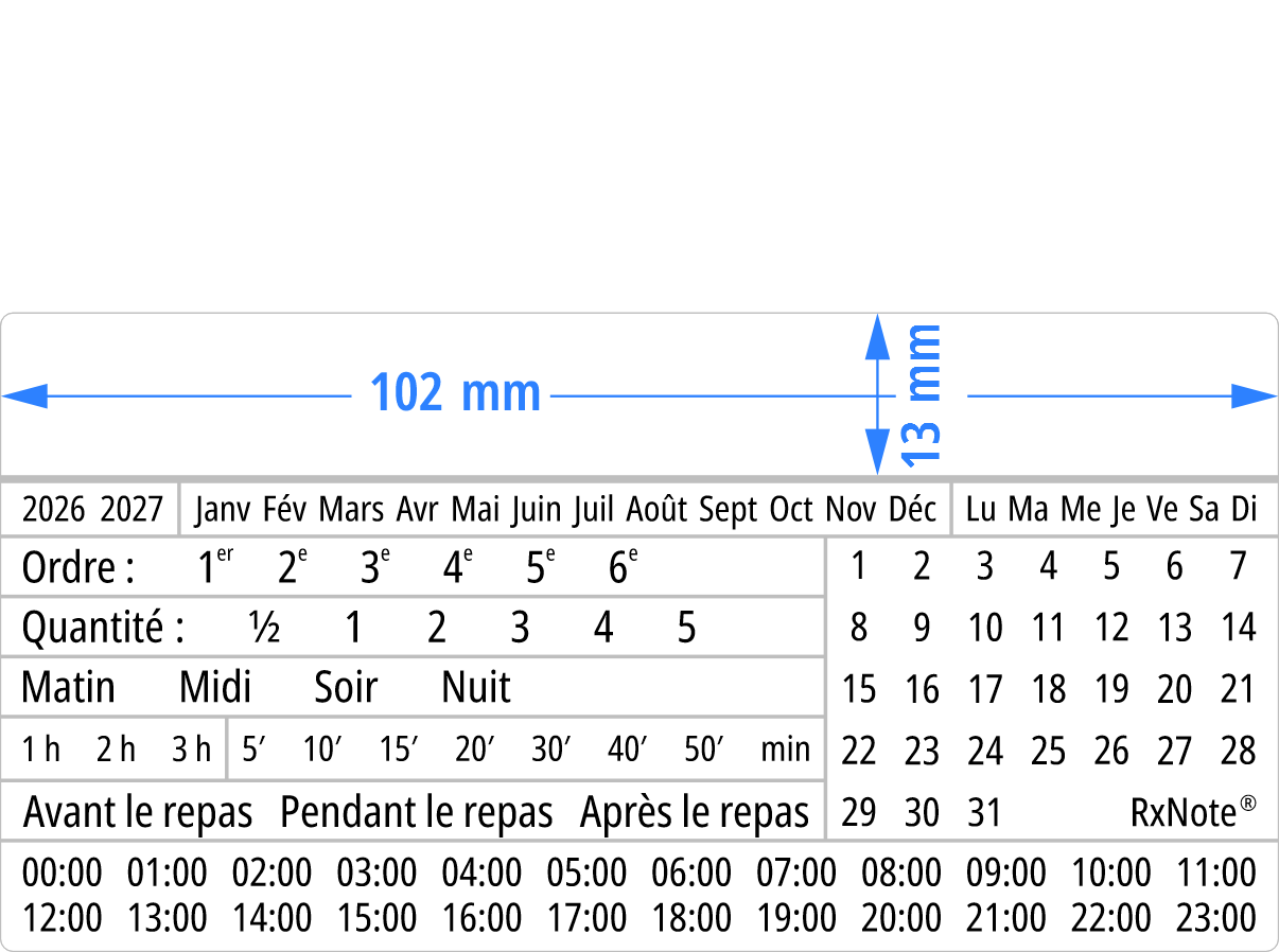 Étiquette autocollante pour pharmacie RxNote Medium, 102 × 51 mm