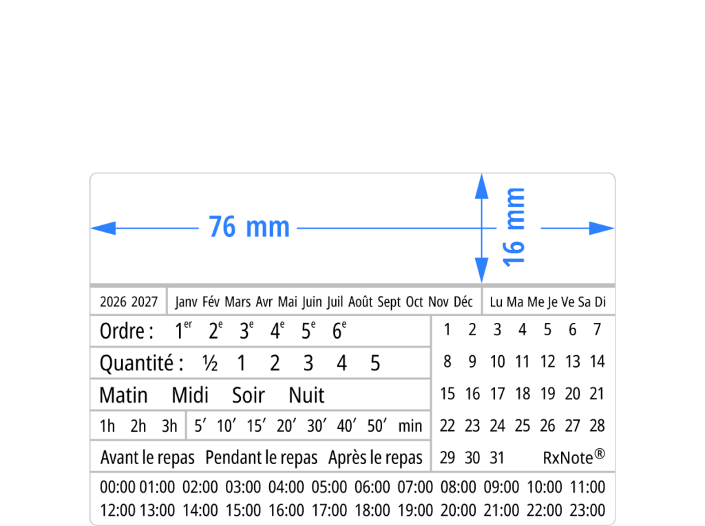 Étiquette autocollante pour pharmacie RxNote Small, 76 × 51 mm