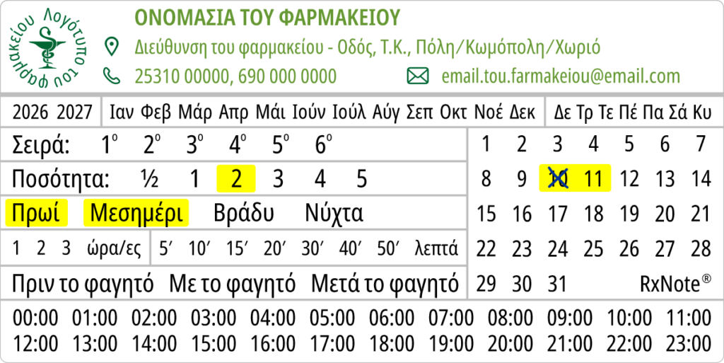 καταγραφή δόσεων φαρμάκων
