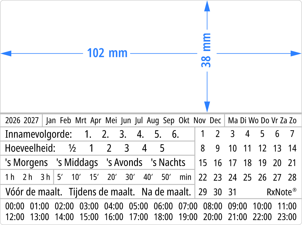 RxNote Medicatie Tracker Etiketten Groot, 102 × 76 mm