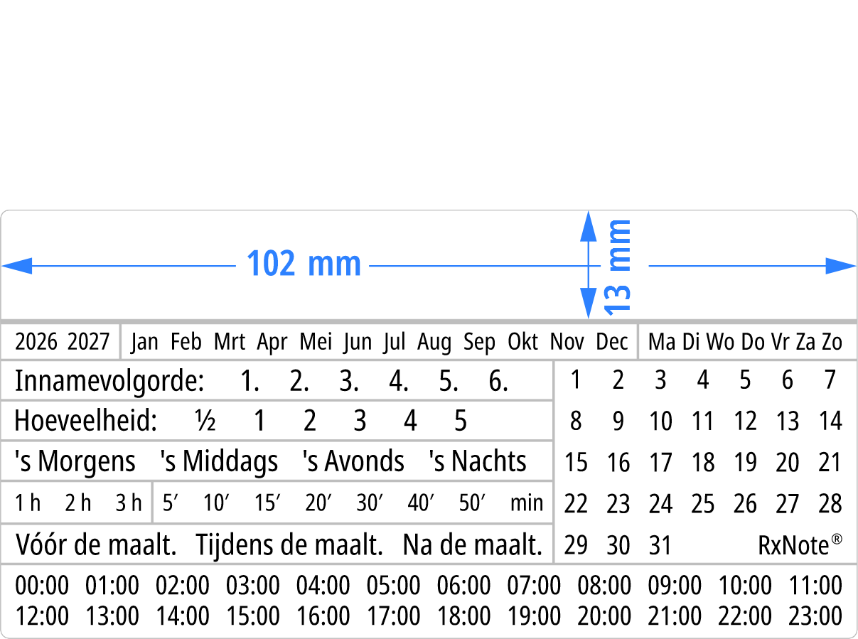 RxNote Medicatie Tracker Etiketten Middel, 102 × 51 mm