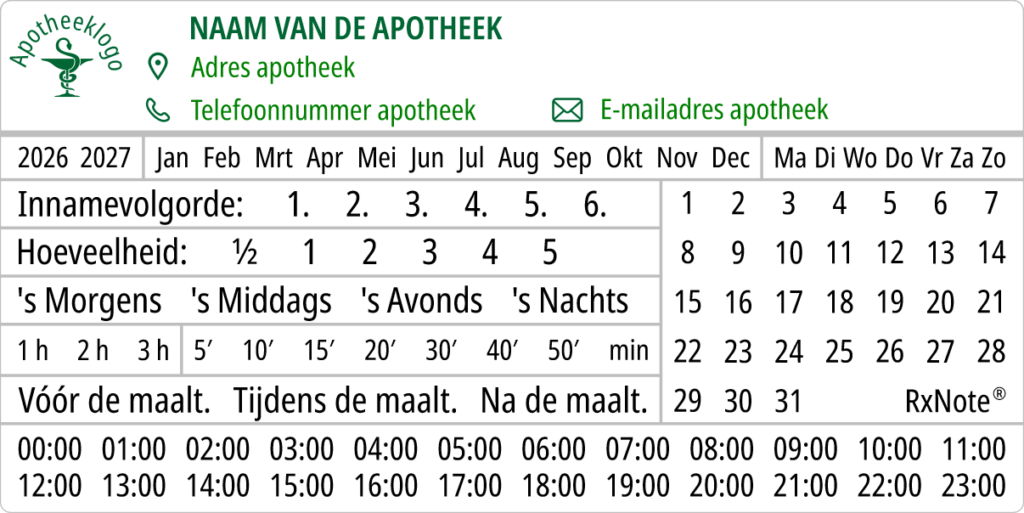 RxNote Medicatie Tracker Etiketten